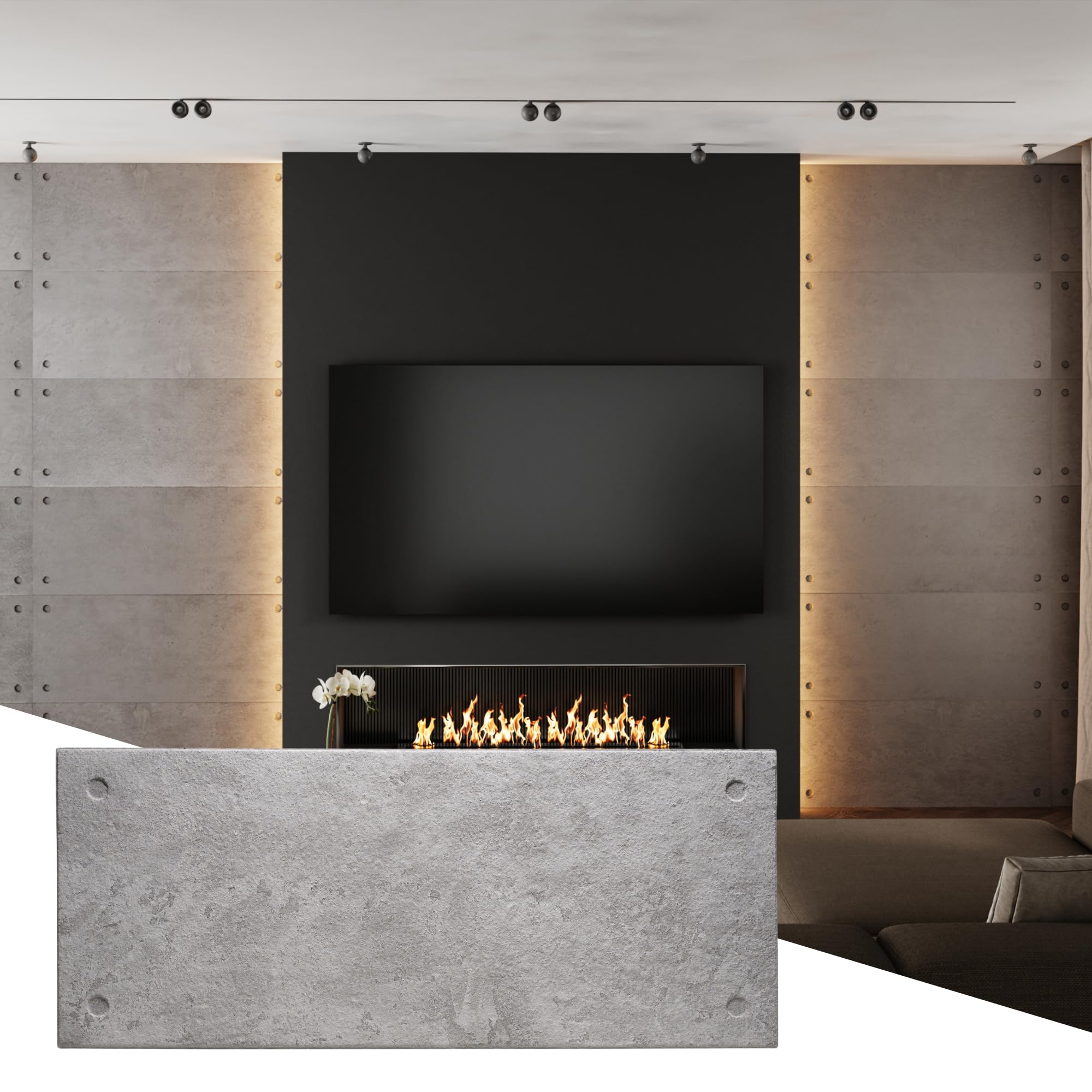 Wall!Supply 3D Wall Panels – Industrial Concrete Loft Style – Lightweight Foam (EPS) – Wallpaper Alternative for Living Room, Bedroom &amp; Office – Easy DIY Installation – 4 Pack, Covers 25.84 Sq Ft