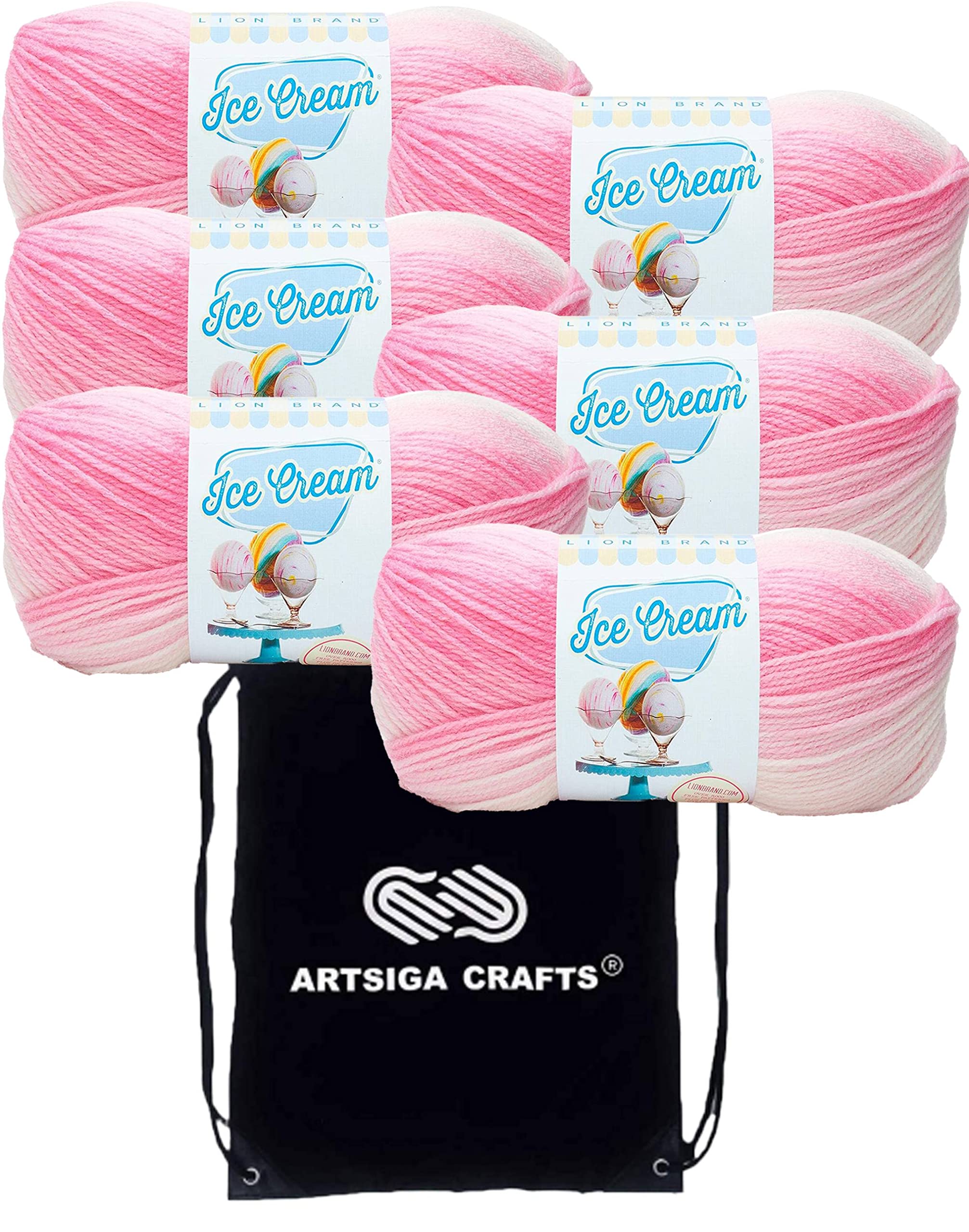 Fil à tricoter Lion Brand Ice Cream Strawberry anti-irritation pour layette en acrylique doux