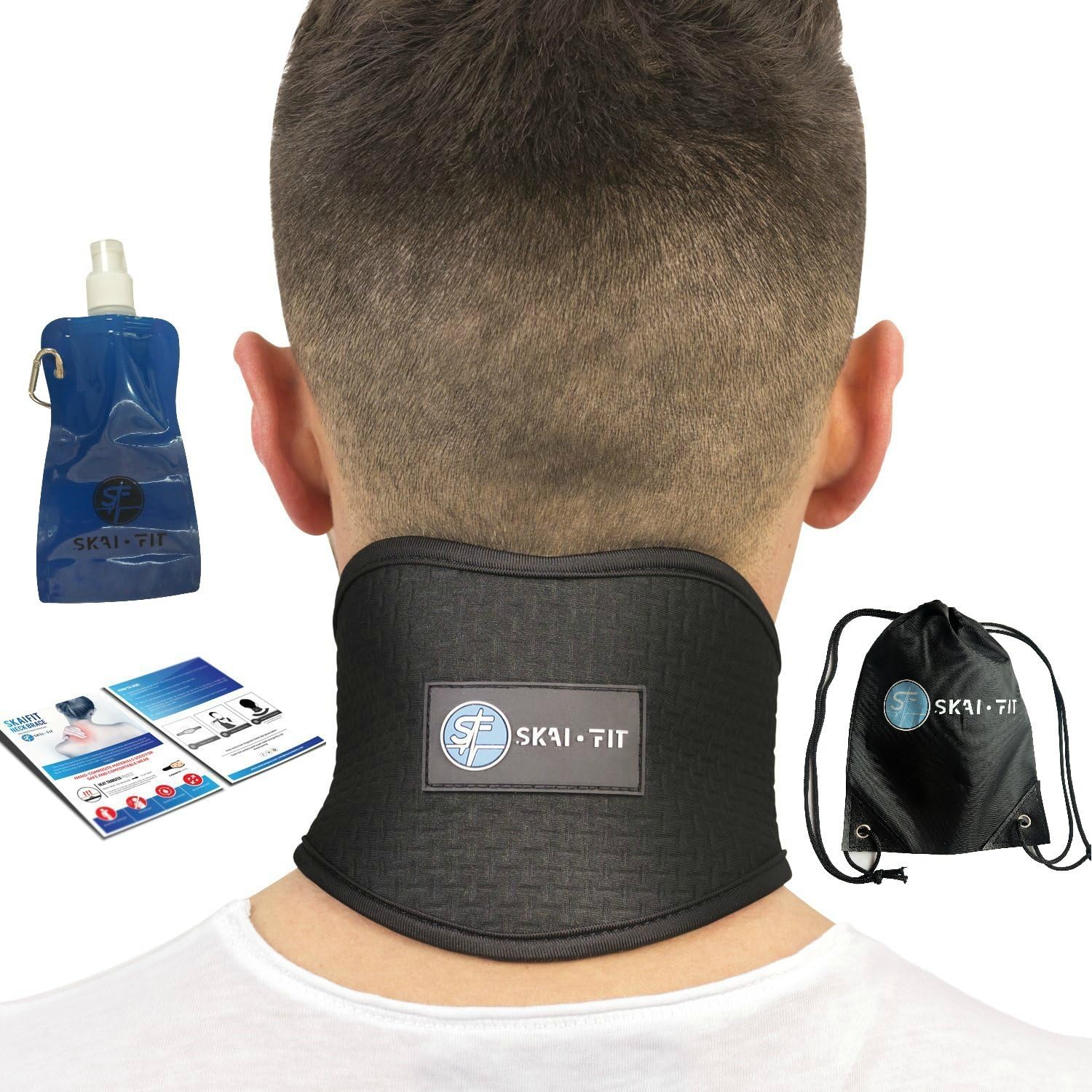 Skai Fit Neck Support Brace for Neck muscle pain with is Self heating with Magnets and Tourmaline - Adjustable Cervical Collar (One Size Fits All)