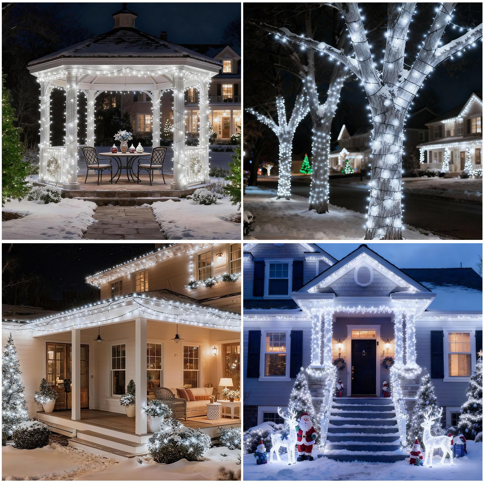 SOLARBABY Lot de 2 Guirlande Lumineuse Exterieur Solaire,12m 100 LED Noël Guirlande Lumineuse Solaire Étanche 8 Modes, Guirlande Solar Pour Cour Fête Jardin Noël Décoration Exterieur - Blanc