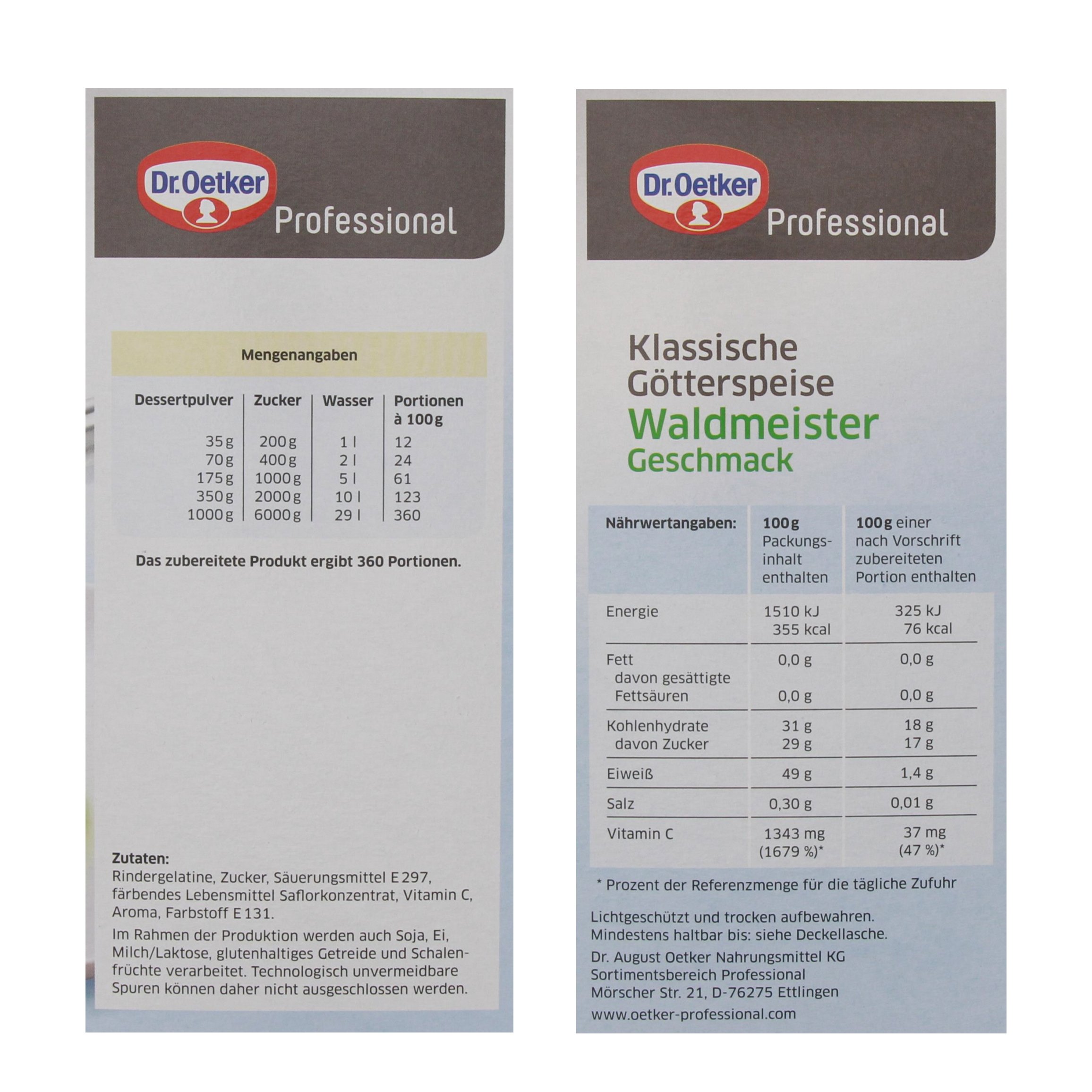 Dr. Oetker Professional Götterspeise mit Waldmeister-Geschmack, Götterspeisenpulver in 1 kg Packung