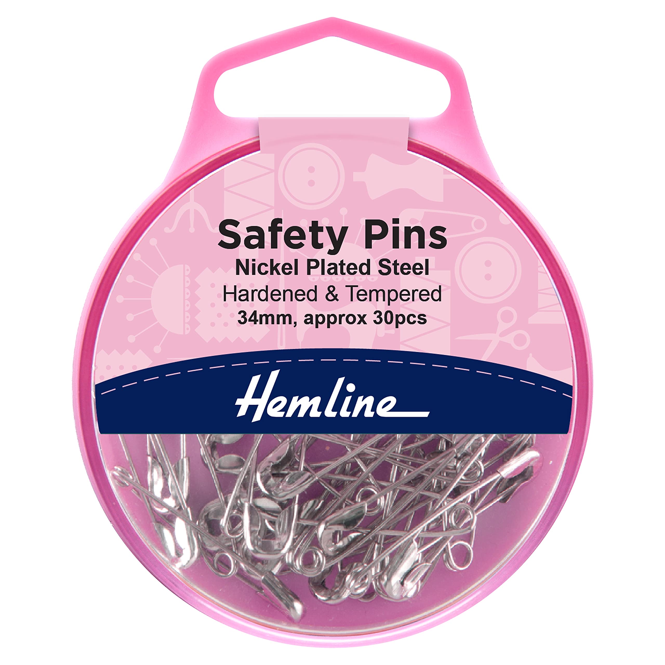 Minerva Safety Pins Nickel/ Silver Hemline H410.1