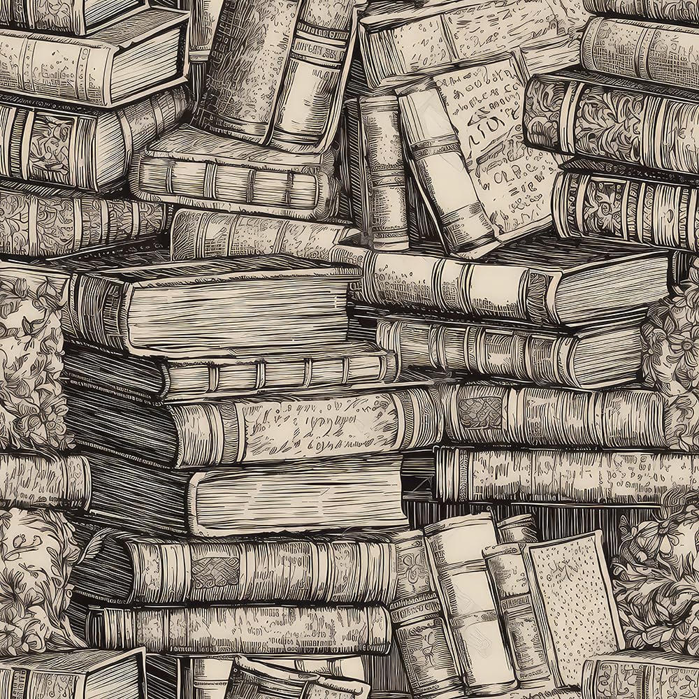 REDAMANCY Vintage Abstract Boho line-Drawn Book Peel and Stick Wallpaper Vintage Wall Paper Stick on Contact Paper Easy Peel Off for nightstand Drawer