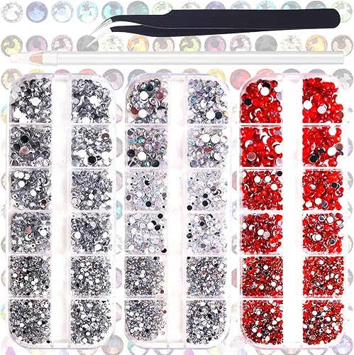 Miniatura 1 de Paquete de 3 diamantes de imitación brillantes para arte de uñas en 3D kit de gemas de diamantes de imitación con parte trasera plana para