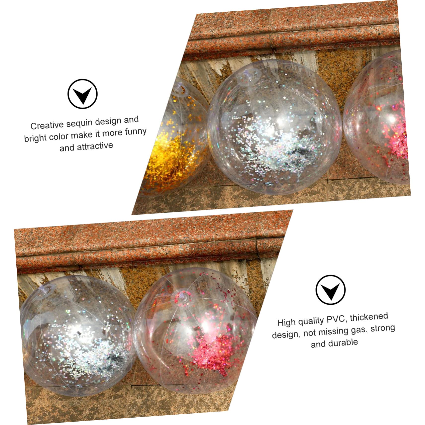 VICASKY 9piezas Balones De Playa Inflables Lentejuelas Juguetes De De PVC De Coloridas y Transparentes
