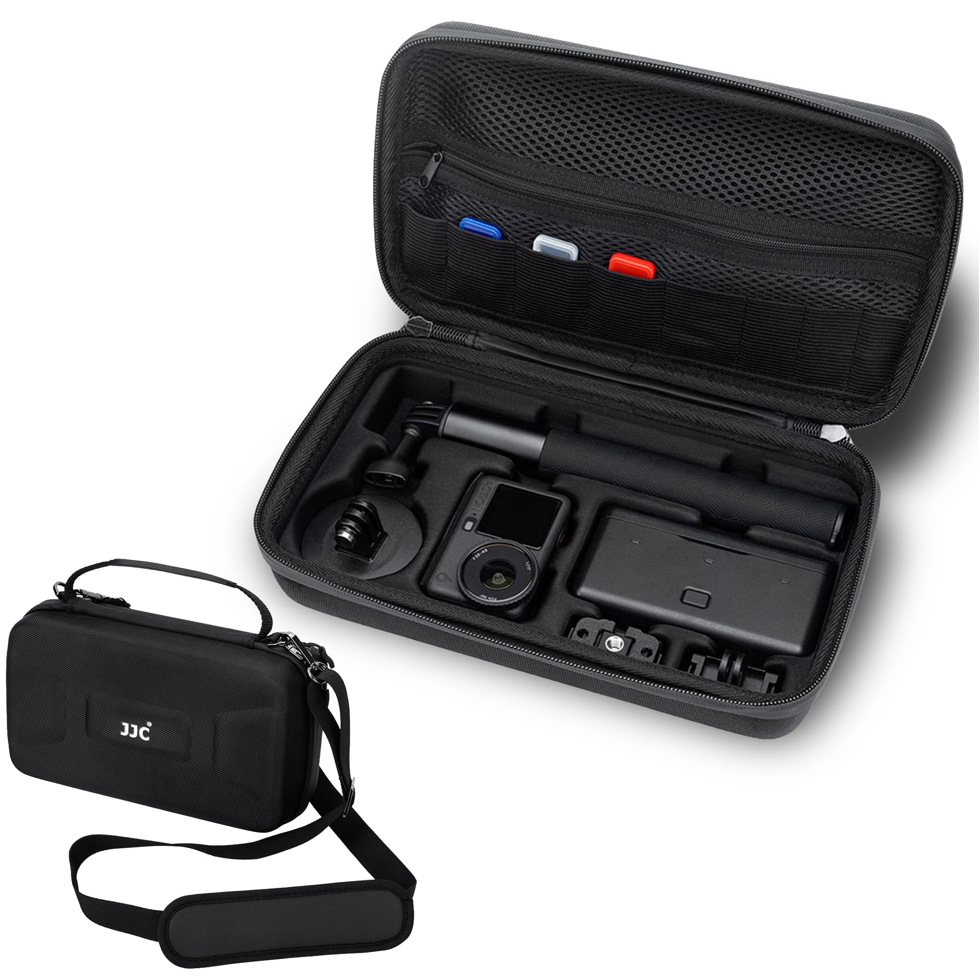 JJC Osmo Action 6 Sacoche avec bandoulière Eva pour DJI Osmo Action 6/5 Pro/4/3 avec 3 étuis pour cartes Micro SD, étanche pour appareil photo Action6, sac combo Essential Standard
