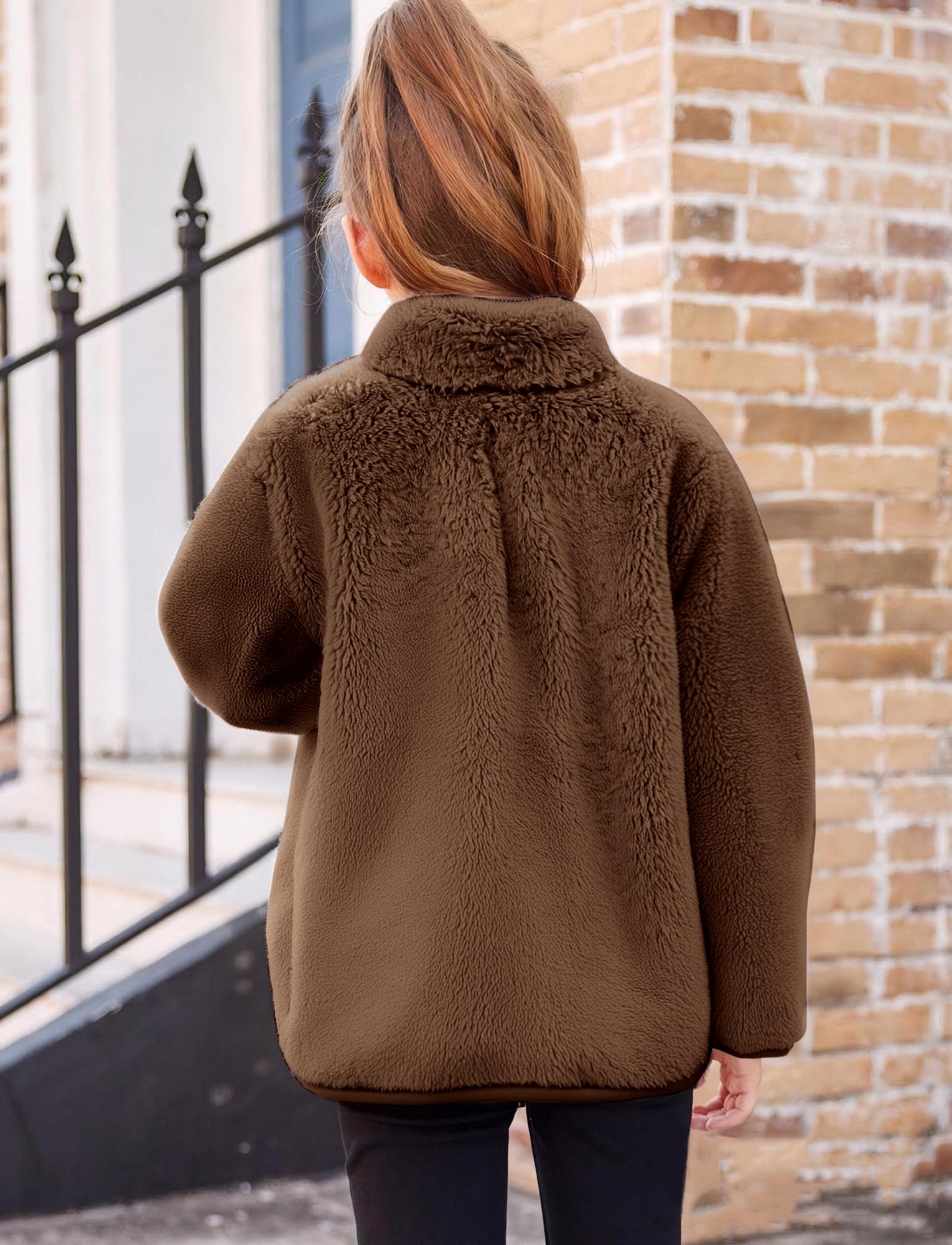 Happy Cherry Chaquetas de forro polar para niñas con cremallera completa, para ocio, chaqueta de forro polar de punto, unisex, cálida, chaqueta de entretiempo para deportes de invierno, senderismo