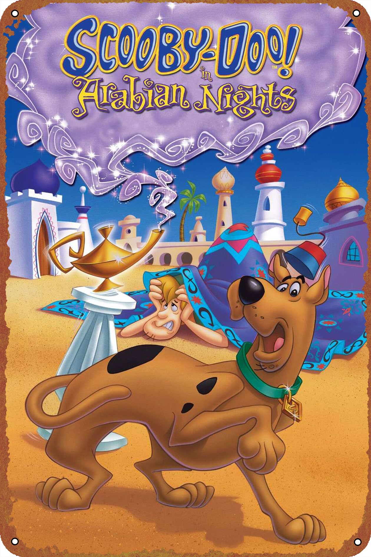 KIVYYB Scooby-Doo! in Arabian Nights Movie Poster Tin Sign Cafe bar Home Wall Art Decoration Retro Metal Tin Sign 8x12 inch