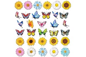 40-piece Summer Ornaments for Small Trees, Wooden Hanging Flower and Butterfly Ornaments