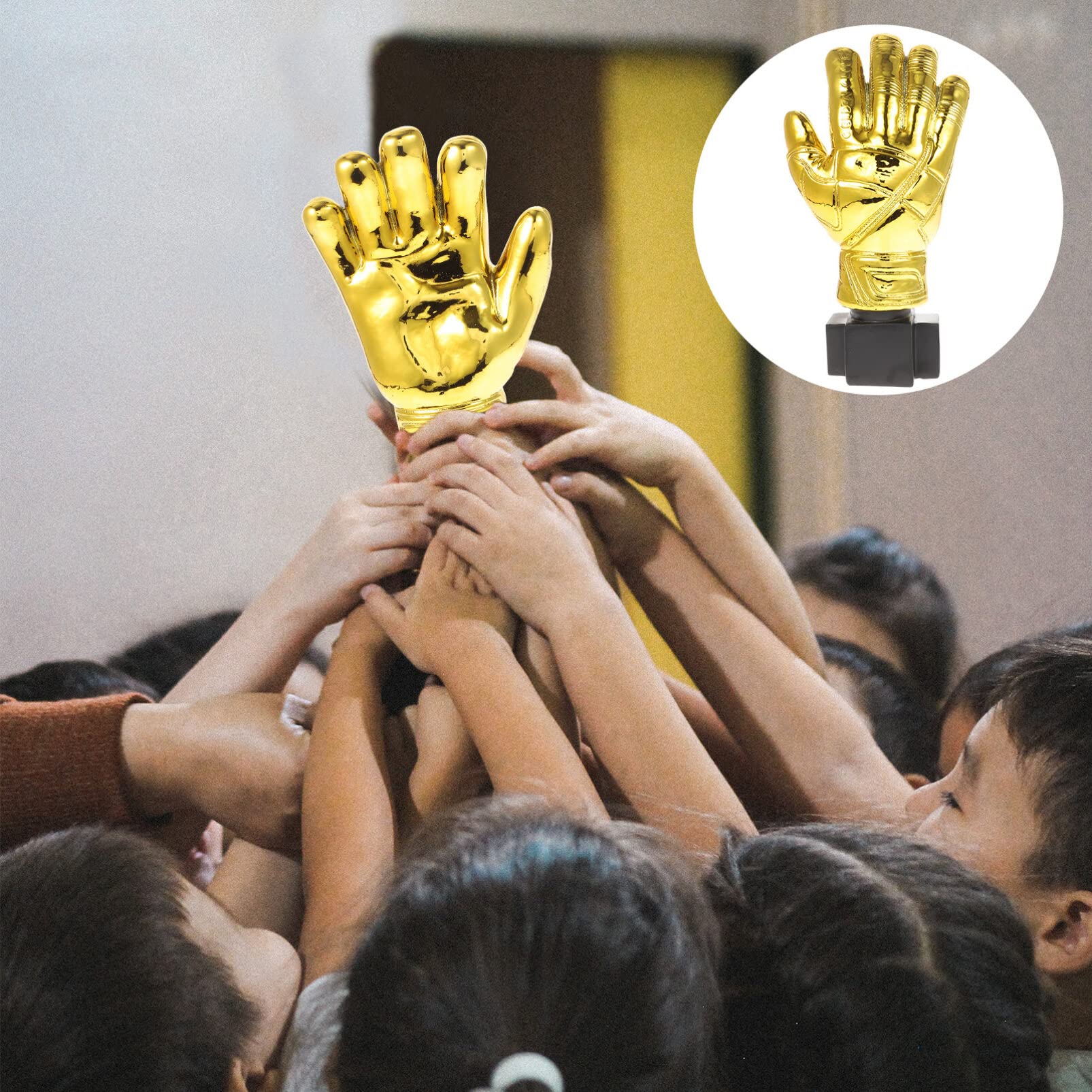 Veemoon Torwarthandschuh Trophäe Goldener Pokal Graduationsparteifavor Goldener Handschuh Trophy Goldene Trophäe Für Spiel Rugby-Spiele Vergeben Fußball-trophäen Sportball Erwachsener Kind