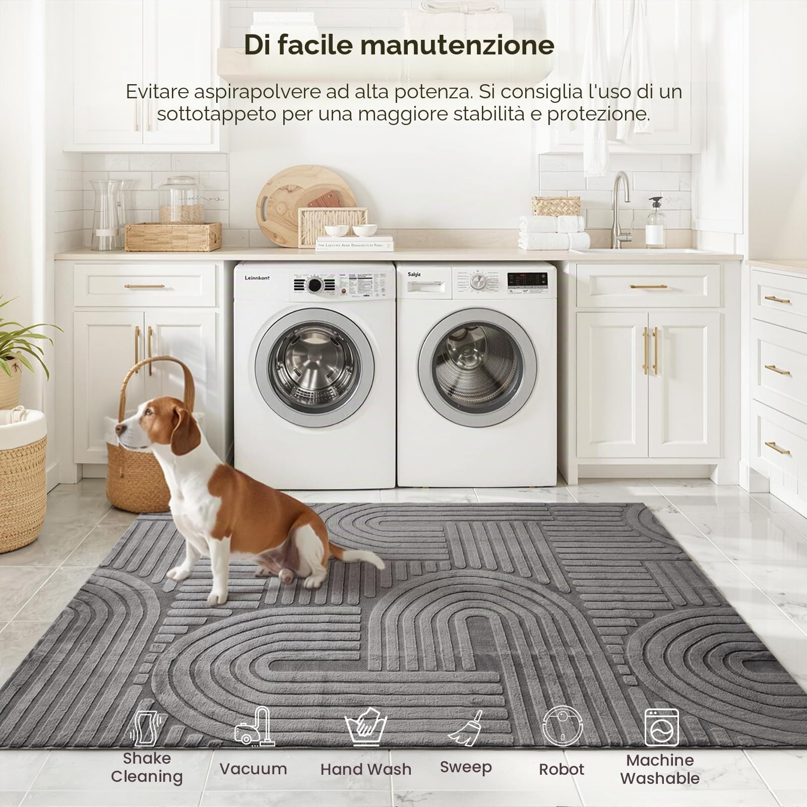 Topfinel Tappeto Grigio Soggiorno 160x230 cm, Lavabile, Pelo Corto Moderno, Effetto Onda 3D, Morbido, Soffice, Antiscivolo, Effetto Pelliccia, per Camera Letto, Sala Pranzo, Bambini, Ufficio
