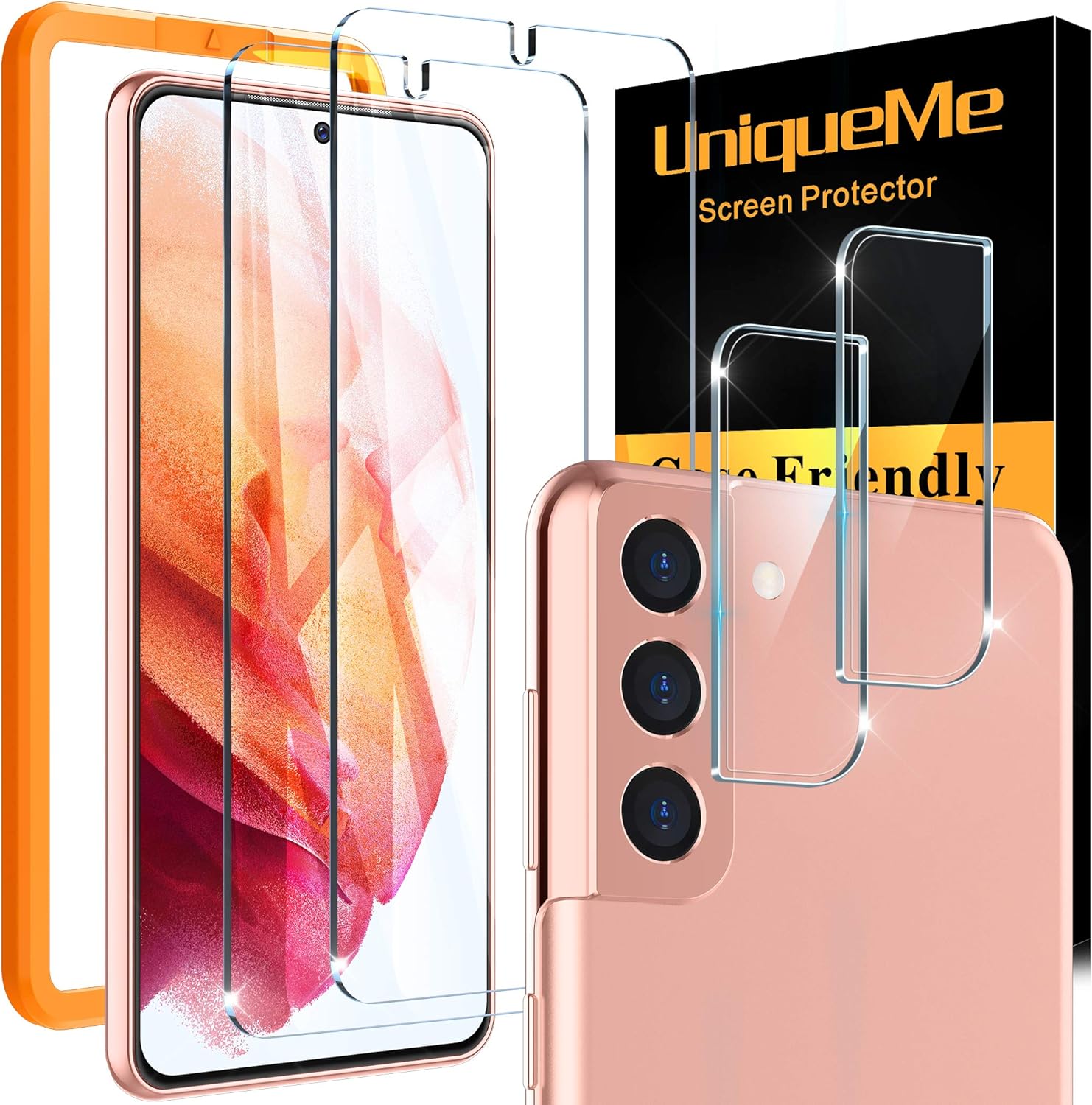 [2+2 Pack] UniqueMe Screen Protector Compatible for Samsung Galaxy S21