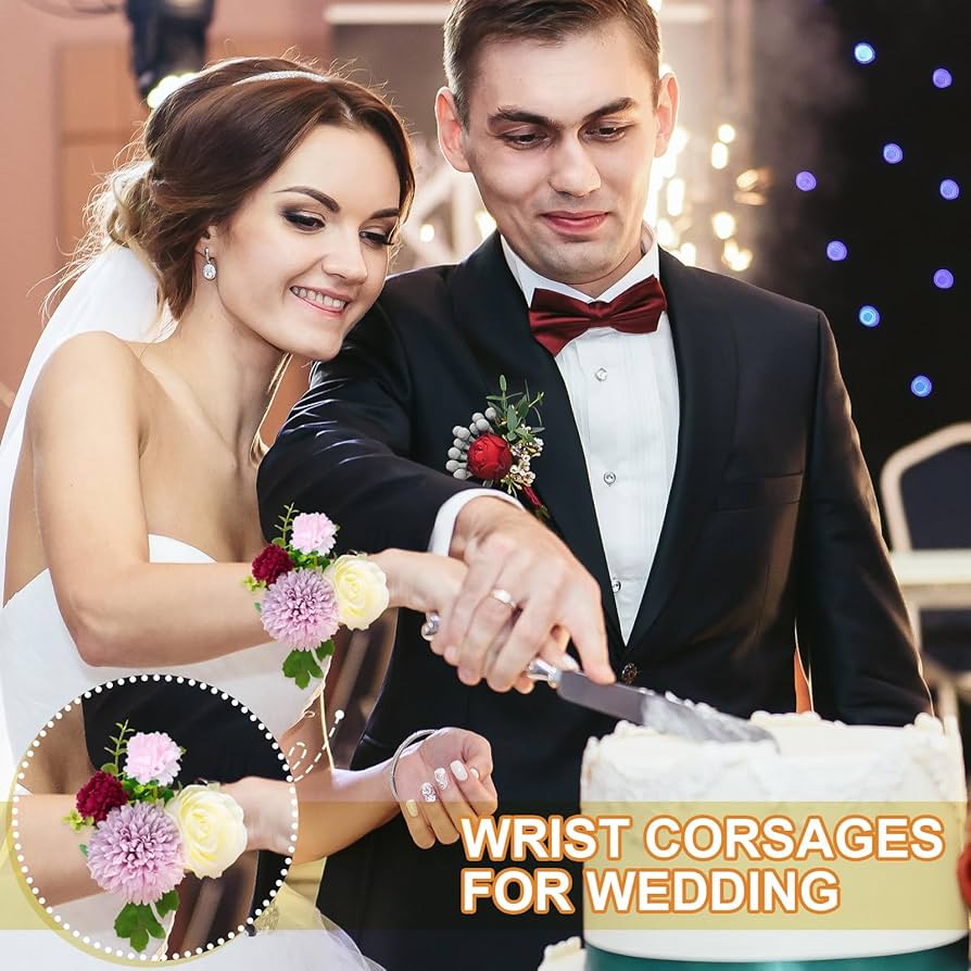 Amazon.com: Hotop 4 Pcs Corsage Wrist Bracelet Bands Bride