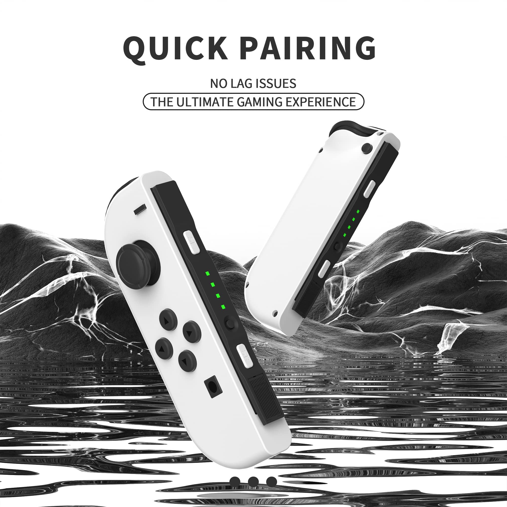 Condition photo showing New/Like New for znikvw joycon controller compatible for switch, wireless joy cons replacement for switch controller, left and right switch joycons support dual vibration/wake-up function/motion control