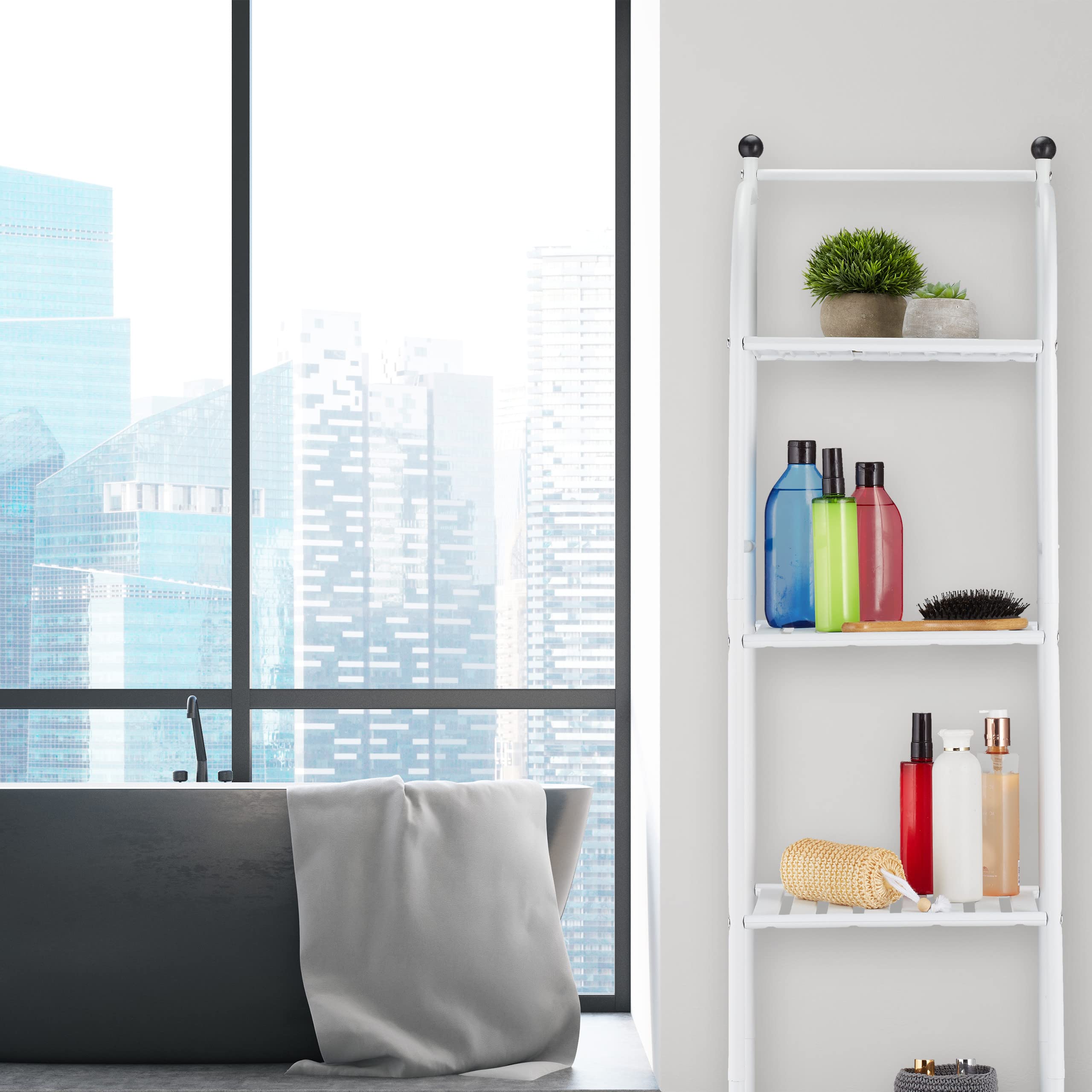 Relaxdays Scaffale in Metallo, HxLxP: 145 x 33 x 28 cm, Mobiletto Cucina e Bagno, 5 Ripiani, Mensole Multiuso, Verde