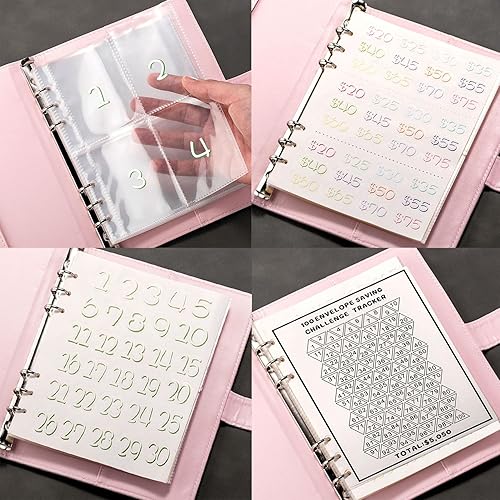 Miniatura 8 de Carpeta de desafío de 100 sobres carpeta de presupuesto A5 para ahorrar dinero con sobres de efectivo, carpeta de ahorro de dinero, libro de
