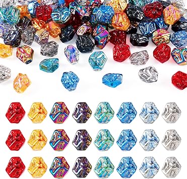 80 Pcs Irregular Glass Beads Nugget Metallic Beads Crystal Loose Spacer Beads Bulk for Jewelry Making Friendship Bracelet Necklace DIY Earring Key Chain Women