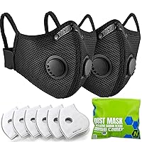 Vista 8 de BASE CAMP M Plus Máscara antipolvo, Máscara facial reutilizable y transpirable con 6 filtros de carbón activado para carpintería, construcción