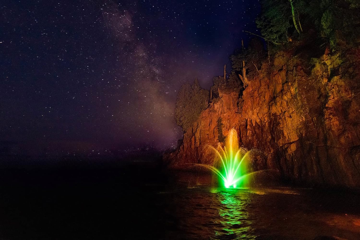 Kasco 1HP J Series Decorative RGB Fountain - 120V with 100 Ft Electric Power Cord | RGB LED Lighting | Efficient Pond Aerator Outdoor Fountain