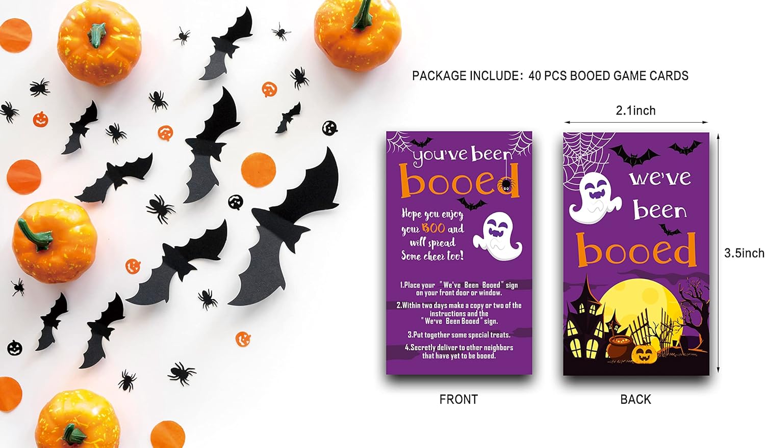 Halloween Party Game, Halloween Supplies, Decors, We’ve Been BOOED, I’ve Been BOOED Game card sets, 40 cards(wsj-005)