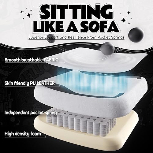 Miniatura 4 de Silla Gaming Bonita con Orejas de Gato, Soporte Lumbar en Forma de Pata y Cojín, Silla Ergonómica para Computadora con Reposapiés, Silla Gaming