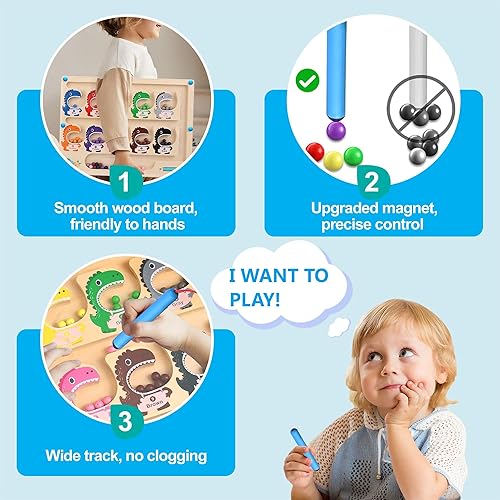 Miniatura 5 de Laberinto magnético de colores y números, tablero de dibujo de juguetes magnéticos, juguetes Montessori 2 en 1 para niños pequeños de 3, 4, 5,