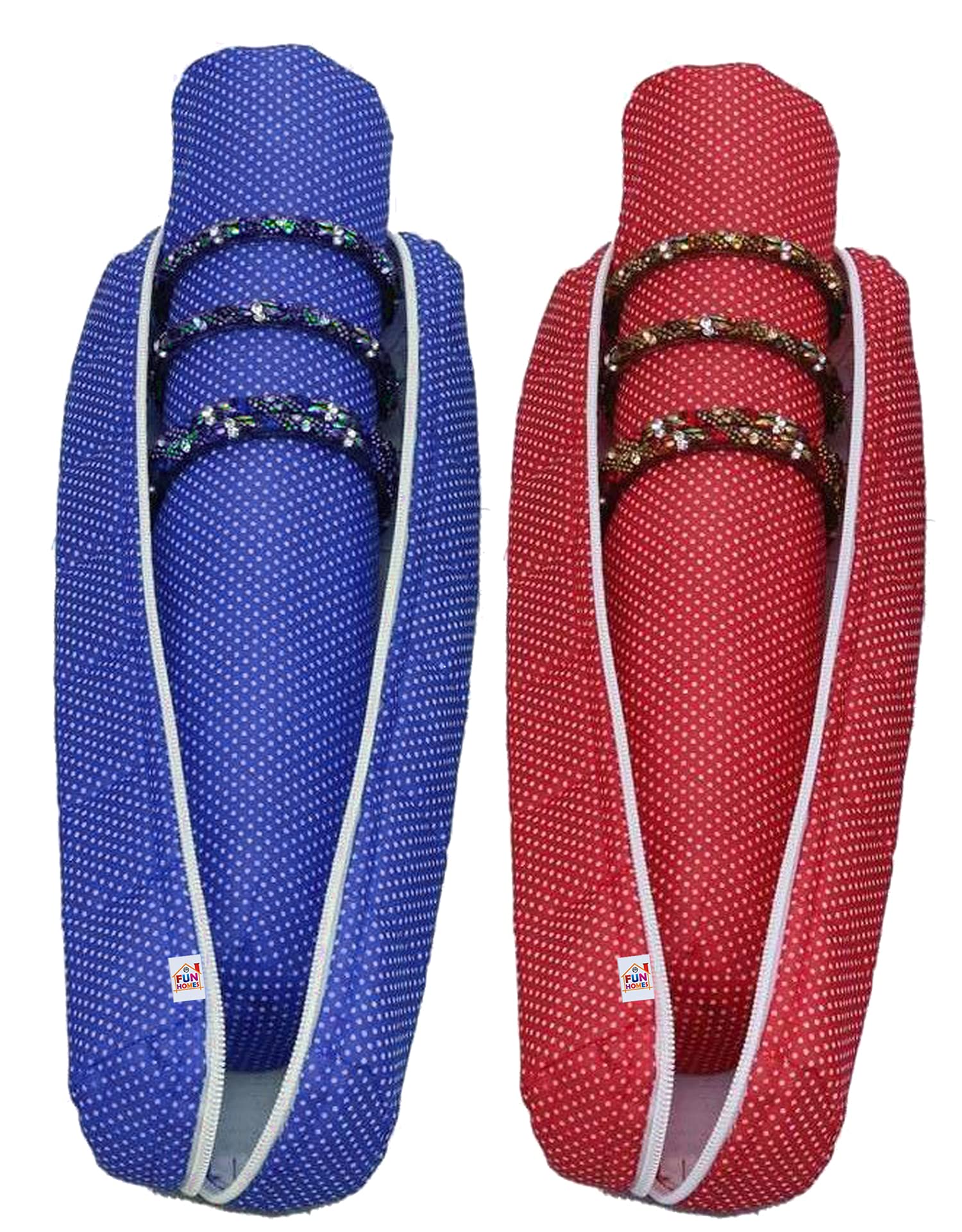 Fun Homes Dots Print 2 Pieces Watch Case,Bangle Box/Wrist Watch Holder/Watch Organizer/Bracelet Pouch Zip Top Watch Case With One Roll (Red & Navy Blue) (B091GYWXC6) Amazon Price History, Amazon Price Tracker