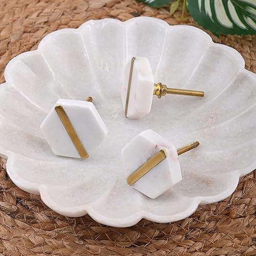 Miniatura 3 de Perilla Home Juego de 6 pomos de puerta de mármol  Perillas decorativas para puerta con tornillo  Cajón de armario, cómoda, dormitorio, armario de