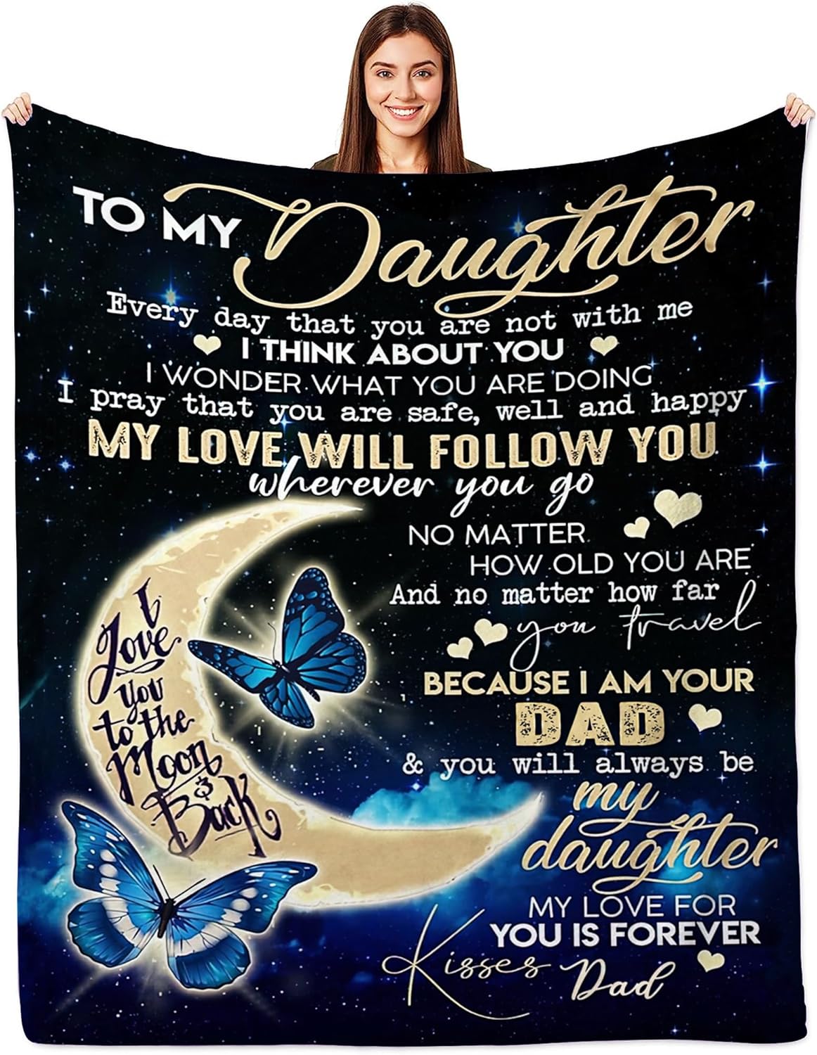 Daughter Gifts from Dad to My Daughter Throw Blanket 60 x 50in Birthday