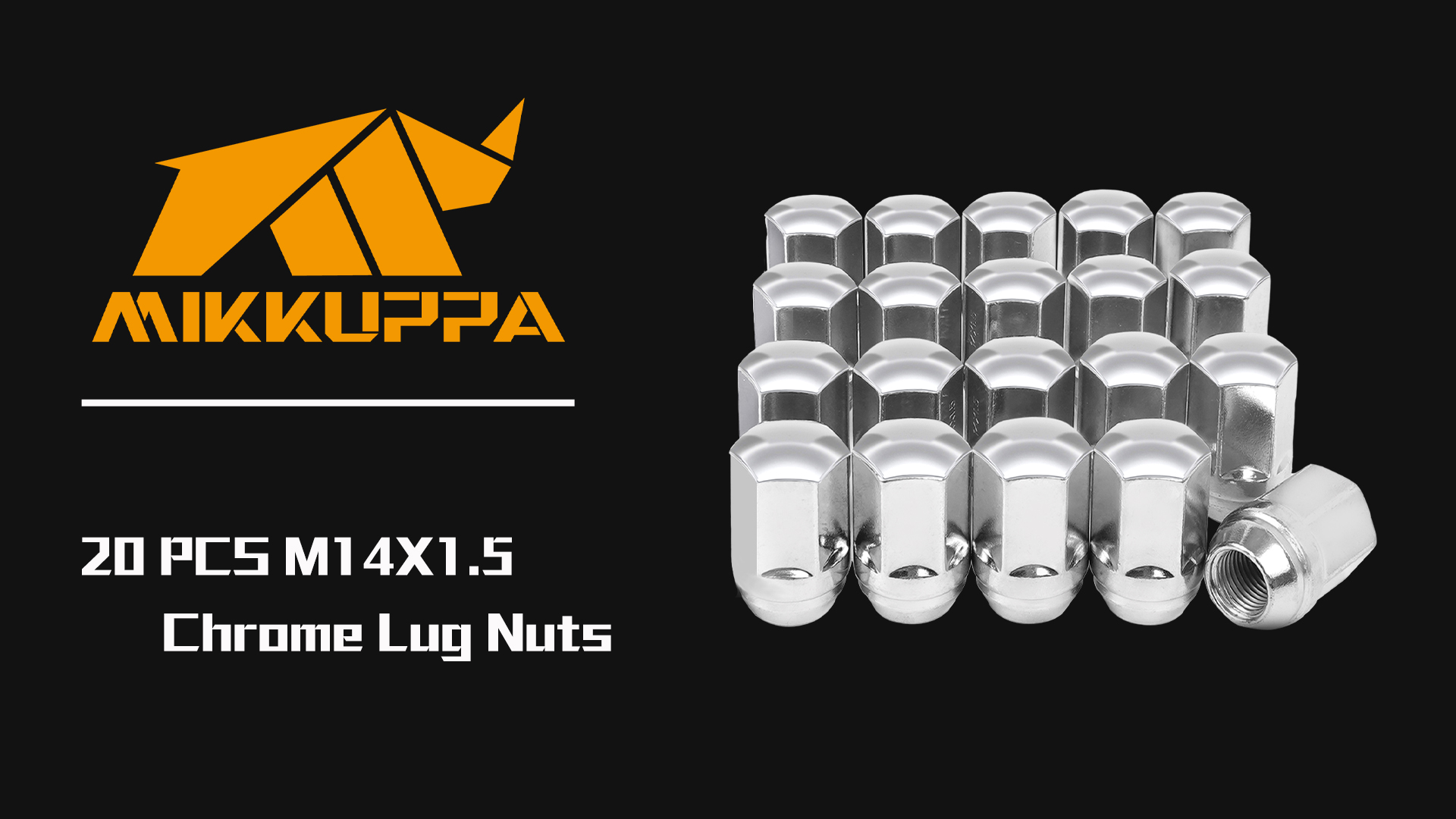 Image of MIKKUPPA M14x1.5 OEM Lug Nuts, Replacement for Chevy Equinox Malibu Impala, Dodge Charger Challenger Durango, Chrysler 300 Factory Wheel, Chrome 20PCS One-Piece 1.5 inch Tall Short Tire Nuts 611-330