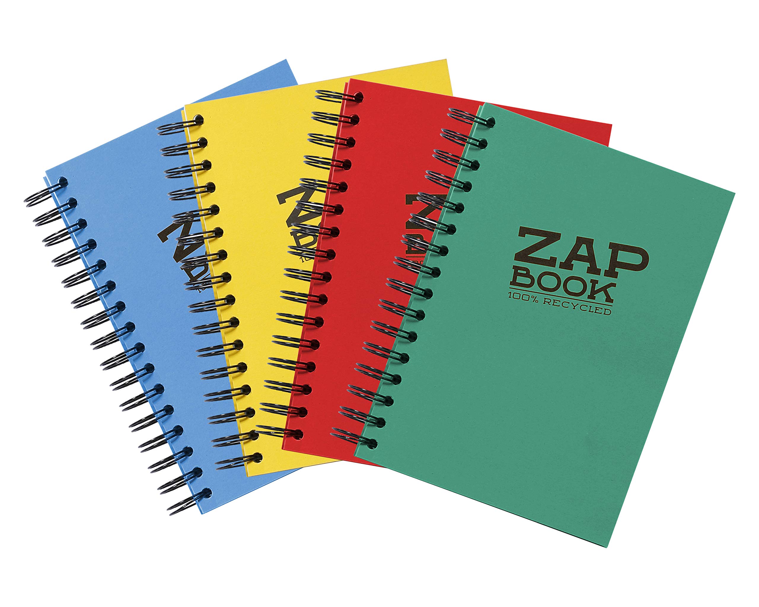 Clairefontaine - Ref 8353C - Recycled Zap Book (160 Pages) - A4 (297 x 210mm) Size, Recycled 80gsm Paper, Acid Free, pH Neutral - Assorted Pastel Colours (Pack of 5)
