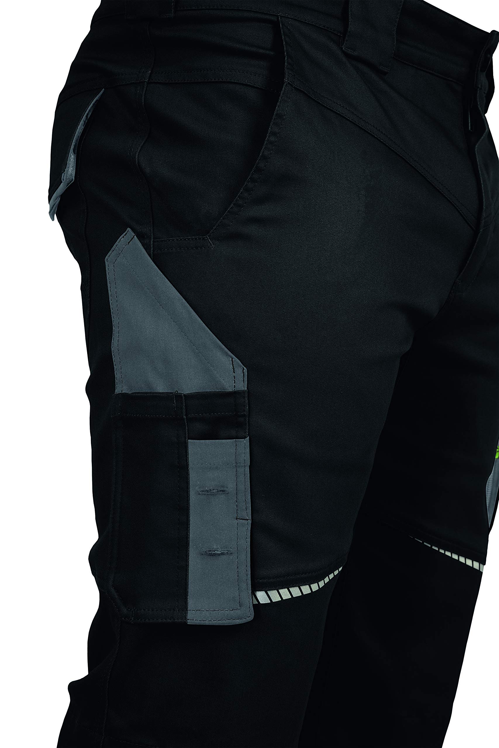 LEIBWÄCHTER Flex-line Arbeitshose Herren – schwarz/grau – Gr. 48 – Bequeme Workwear mit Elastan (Spandex) – 60°C waschbar & trocknergeeignet – erhöhte Reißfestigkeit – für verschiedenste Berufe