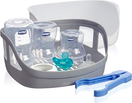 Microwave Steam Sterilizer - eliminates 99.9% of Harmful Bacteria Fast and Naturally with The Power of Steam, White/Grey Steam Sterilizer 141 Parallel Import