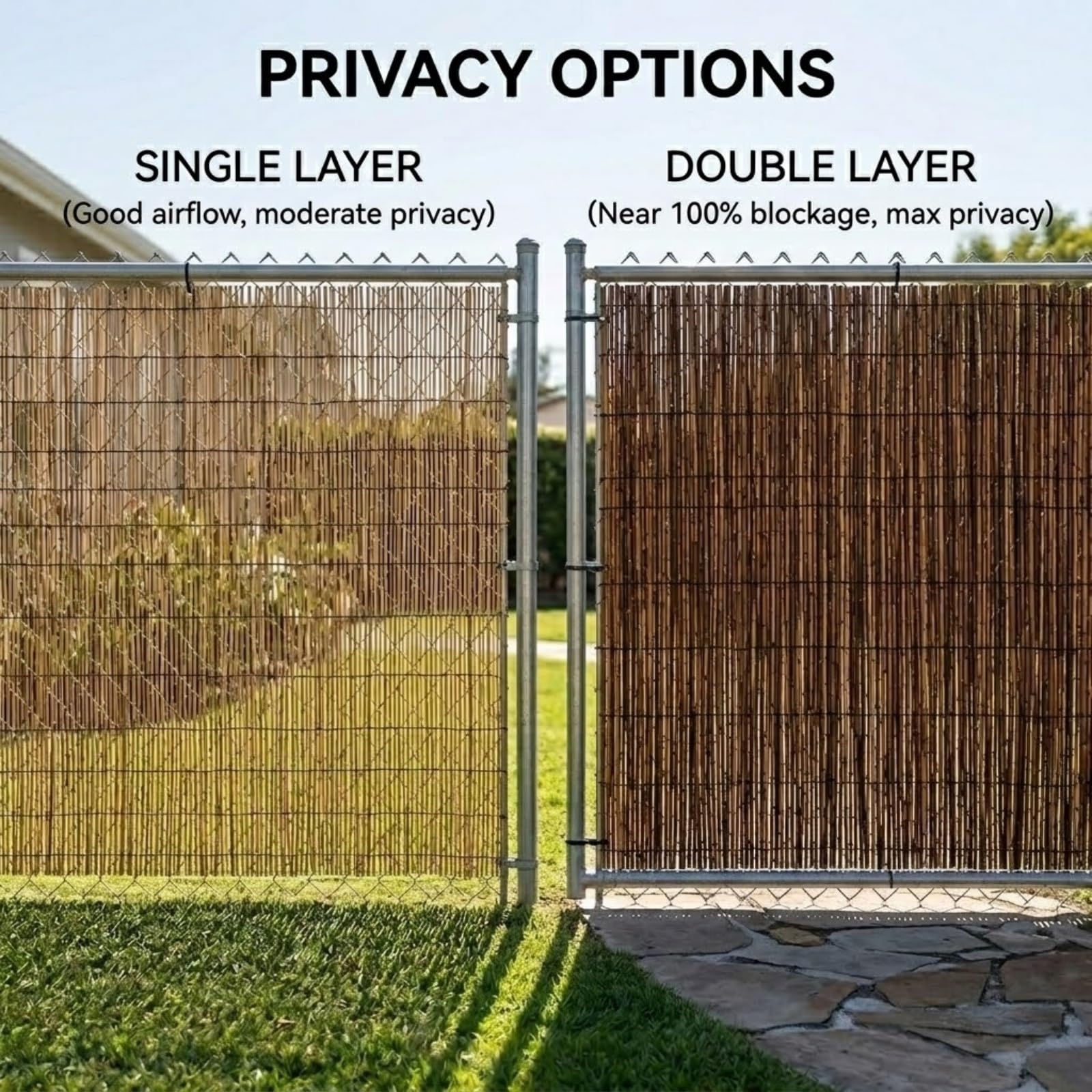 Canisse en Roseau Naturel 100x500cm Brise Vue Roseau Occultation pour Jardin Terrasse Balcon Canisse en Roseau Protection Regards et Vent Natte Naturelle Facile à Monter(Nature,122x305cm(4x10ft))