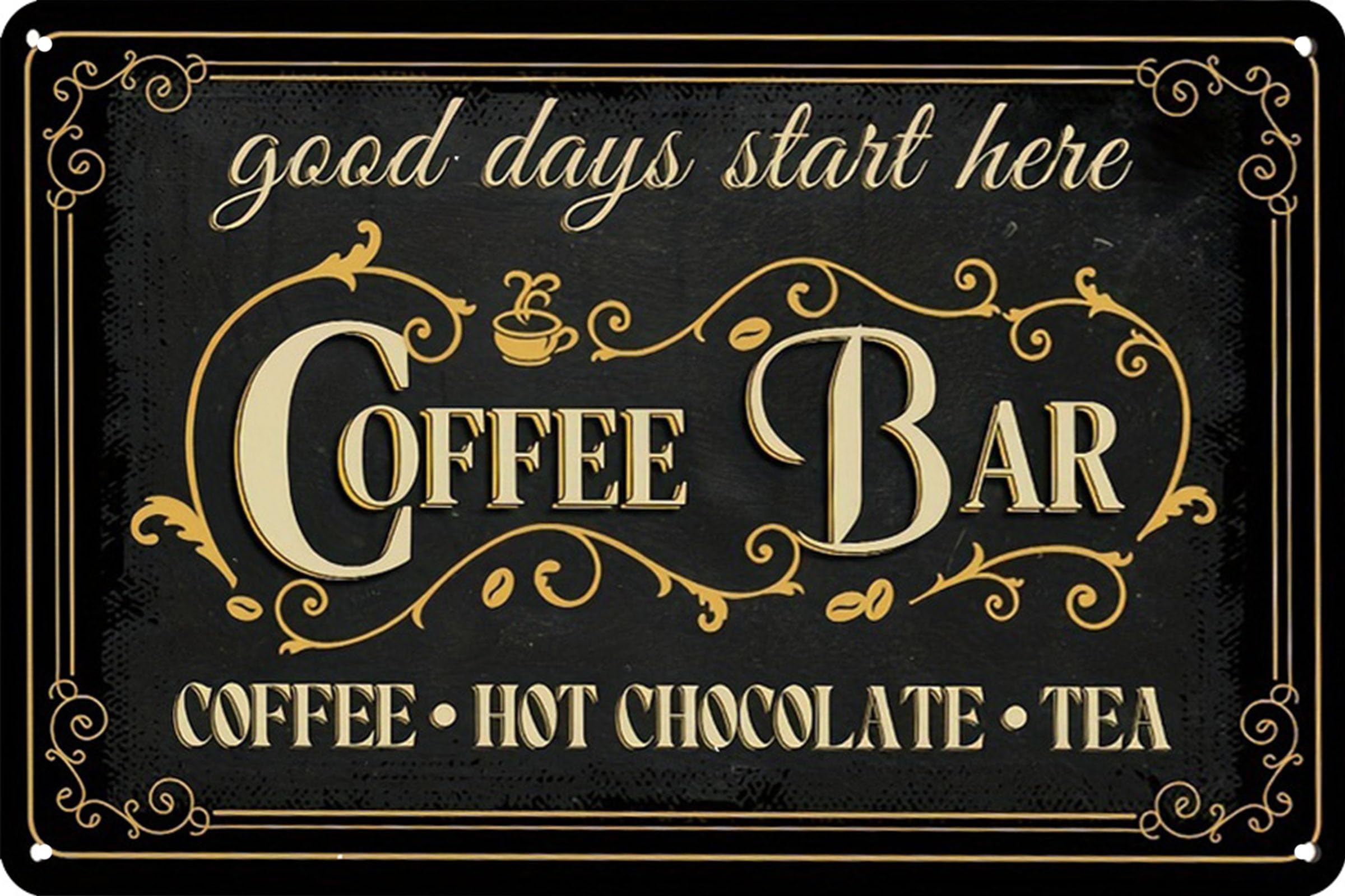 Retro Coffee Bar Tin Sign,Vintage Cafe Metal Sign"Good Days Start Here​"