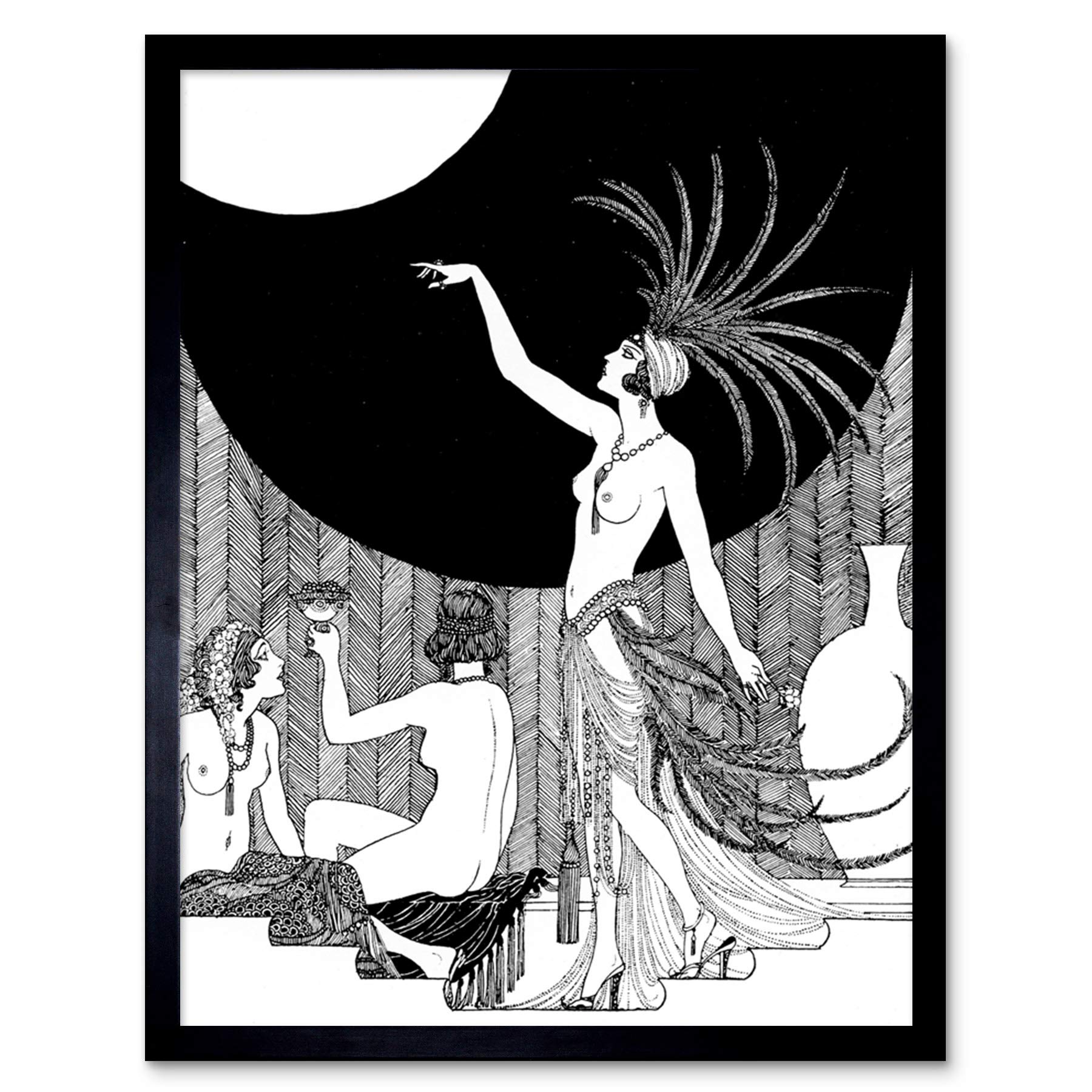 Wee Blue Coo Art Deco Harem Portrait Art Print Framed Poster Wall Decor 12x16 inch