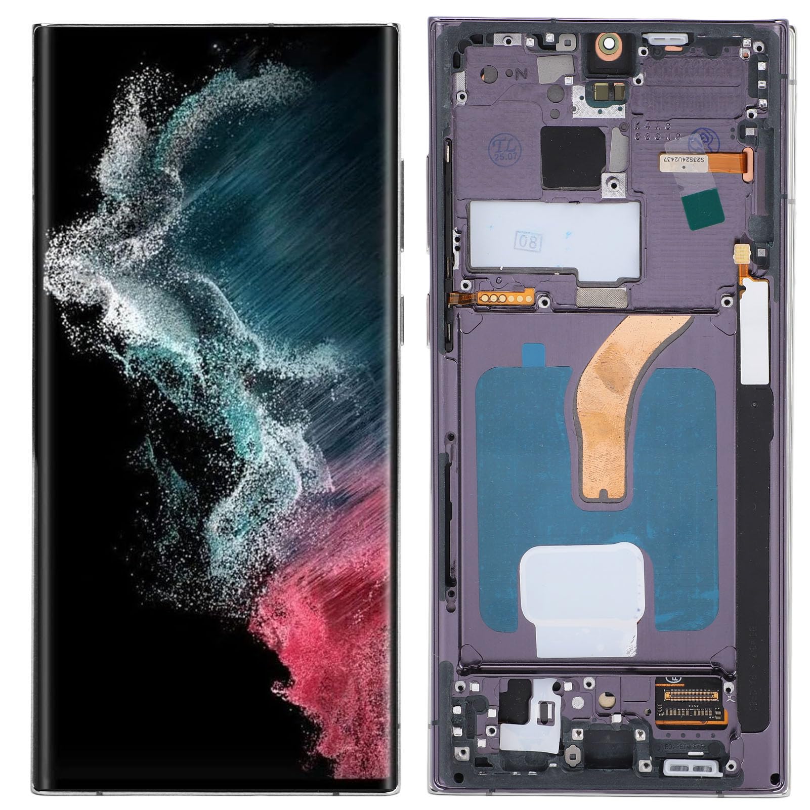 for S22 Ultra Screen Replacement, 6.8in LCD Digitizer Assembly with Frame Tools, Only for SM S908B EU International Version (Silver)