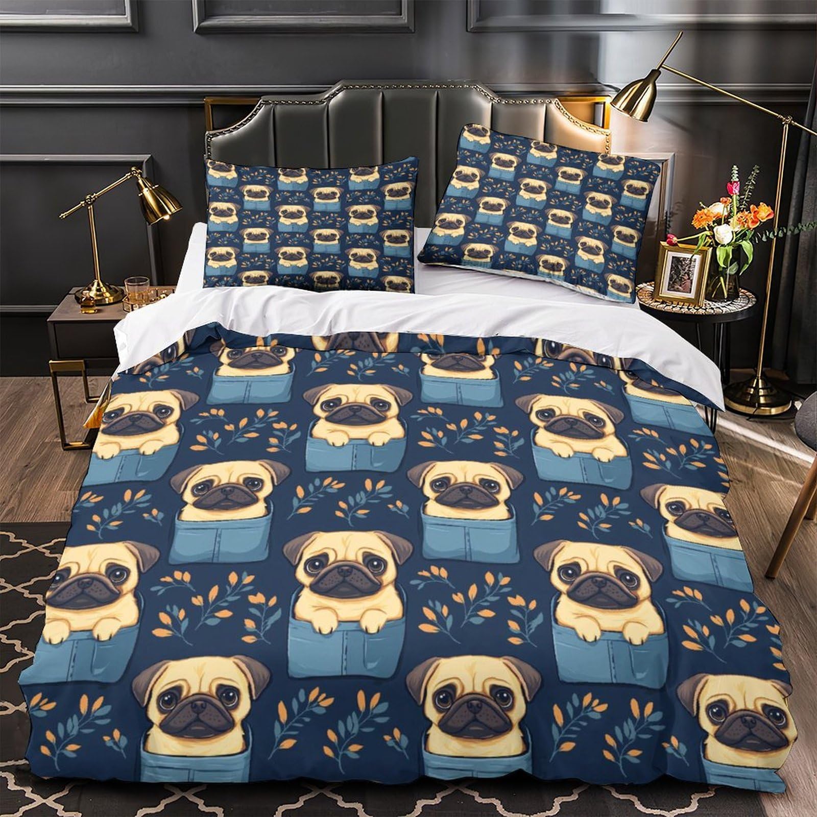 Housse de Couette Carlin 3D Imprimé en Microfibre Résistante pour les Couples