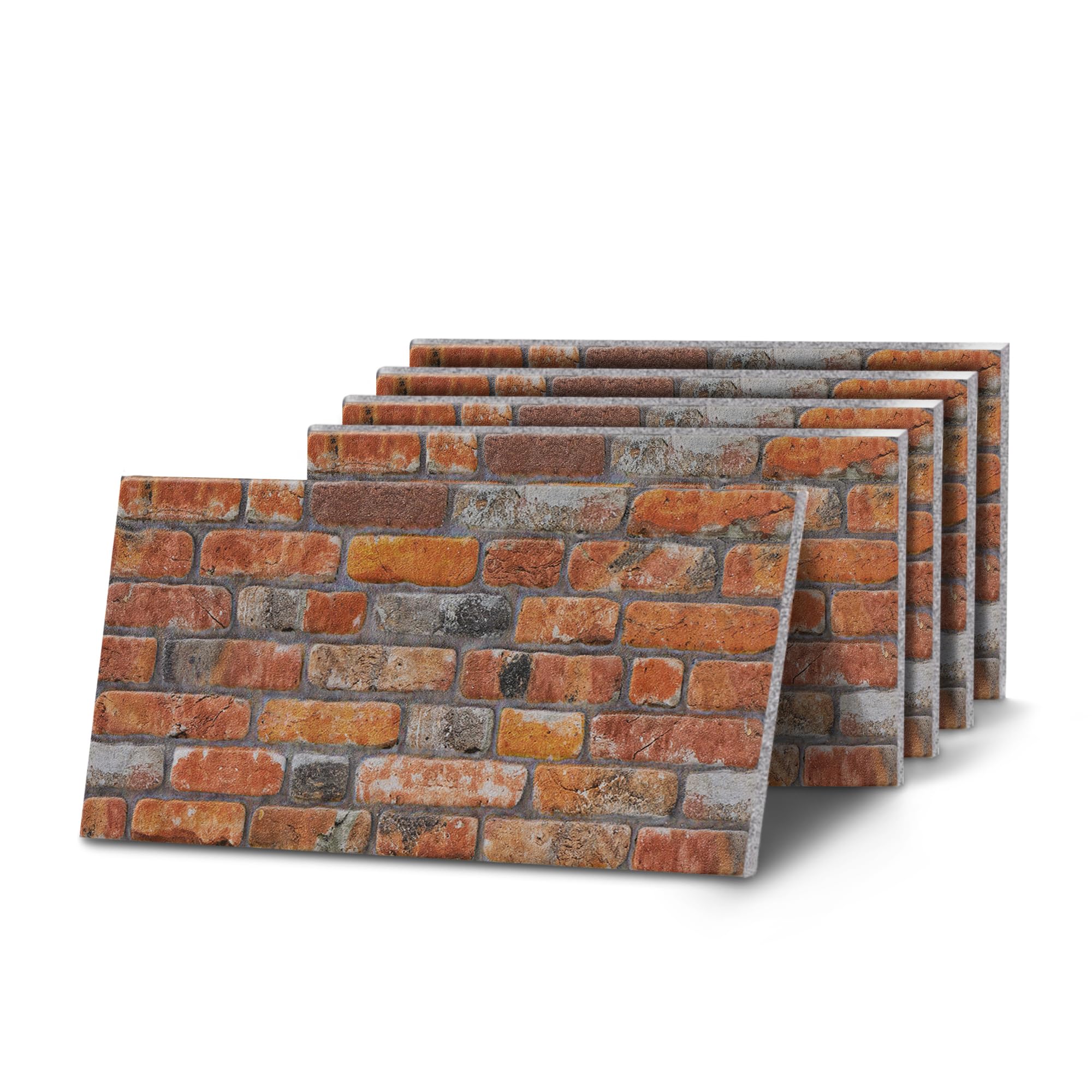 K&B Panels 3D Wall Panels, Rustic Brick Effect Styrofoam Wall Panelling Kit, Lightweight, Easy to Install, Dual Insulation to Reduce Acoustic Noise, Indoor & Outdoor (Rustic Urban Orange) (5 Panels)