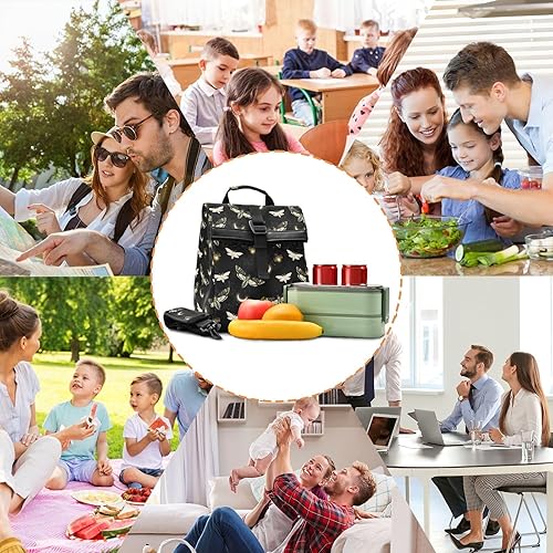 Miniatura 7 de MNSRUU Bolsas de almuerzo aisladas para mujeres y hombres, polilla de la muerte, mariposa, portátil, reutilizable, térmica, bolsa enfriadora,