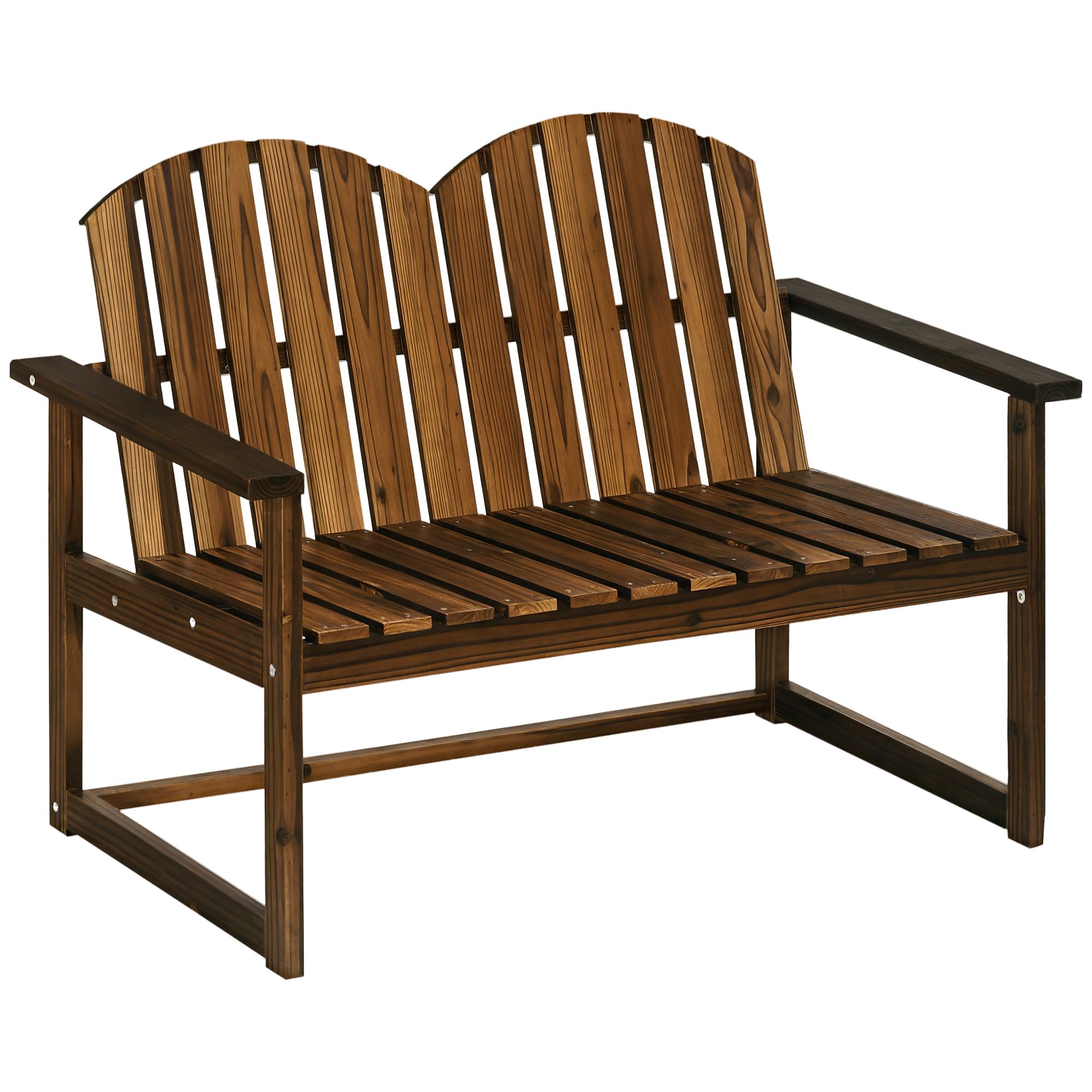 Outsunny Gartenbank 2-Sitzer mit Rückenlehne Verkohlt 114 x 63 x 86 cm