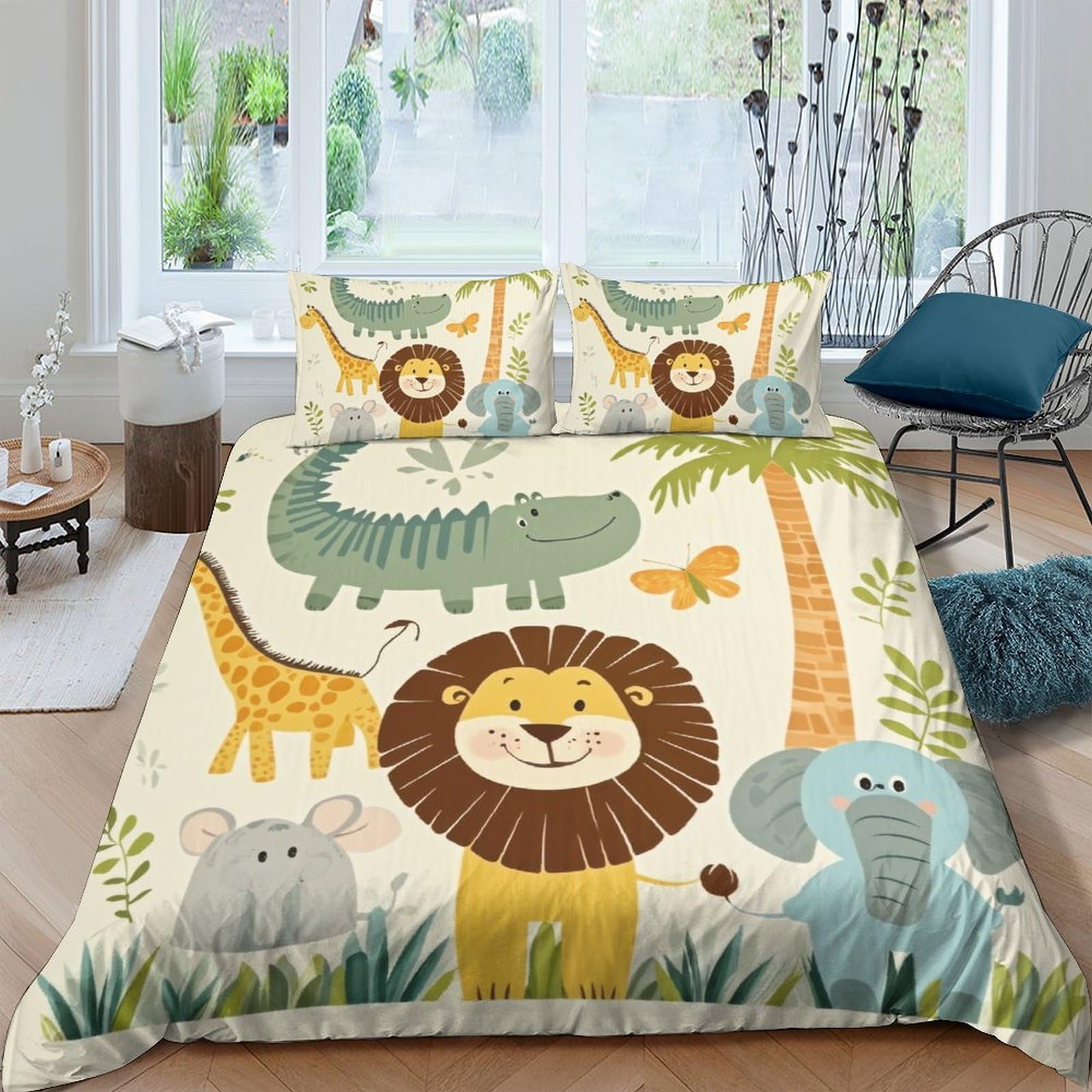 Ctjqhvkz Style-9 3D Printed Jungle Safari Fitted Sheet Microfiber Soft Animal Pattern Mattress Cover For Bedroom Dorm Decor Single（135X200cm）