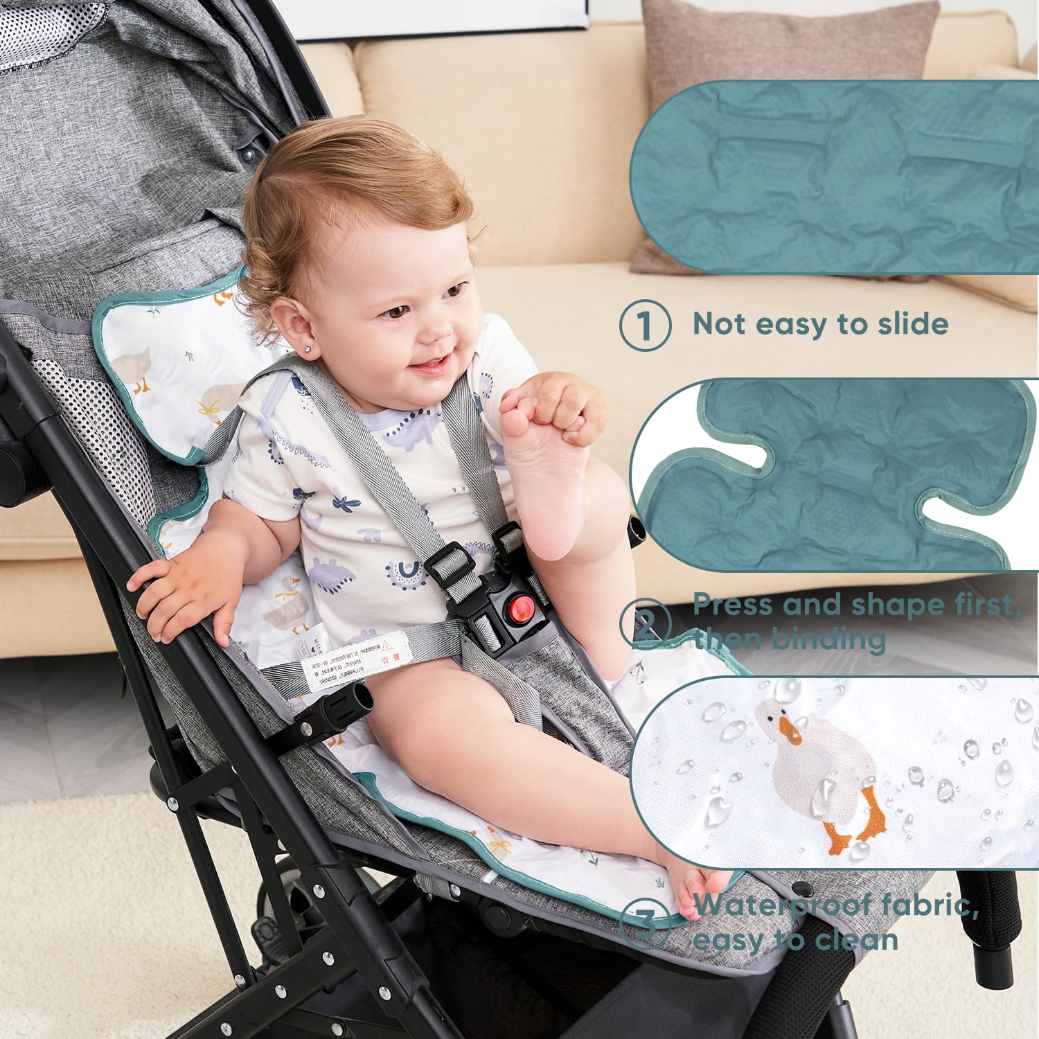 LAT Sommer Kühlmatte für Kinderwagen, Universal Sitzauflage für Kinderwagen, Sommer Kühlmatte für Babysitze, Kühlkissen für Kinderwagen Babyschale Kindersitz 70x34cm (B)
