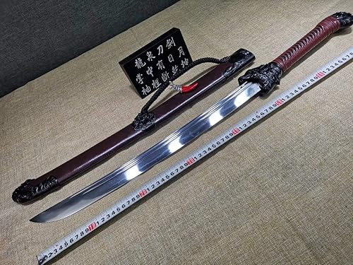 Miniatura 3 de Espada ancha del tigre del dragón (hoja de acero de alto carbono, vaina de cuero) espada china