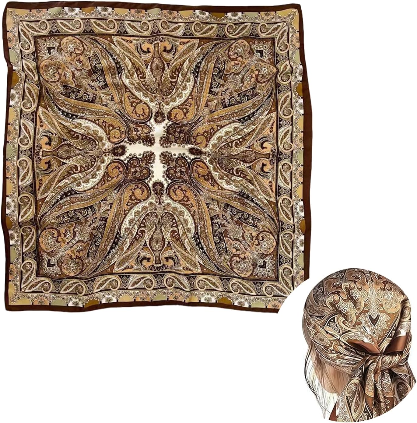 Pañuelos Cabeza Mujer,Añuelos de Satén Cuadrados, Pañuelos para la cabeza, pañuelos para el cuello, pañuelos para la muñeca y corbatas, adecuados para una gran variedad de ocasiones(70x70cm)