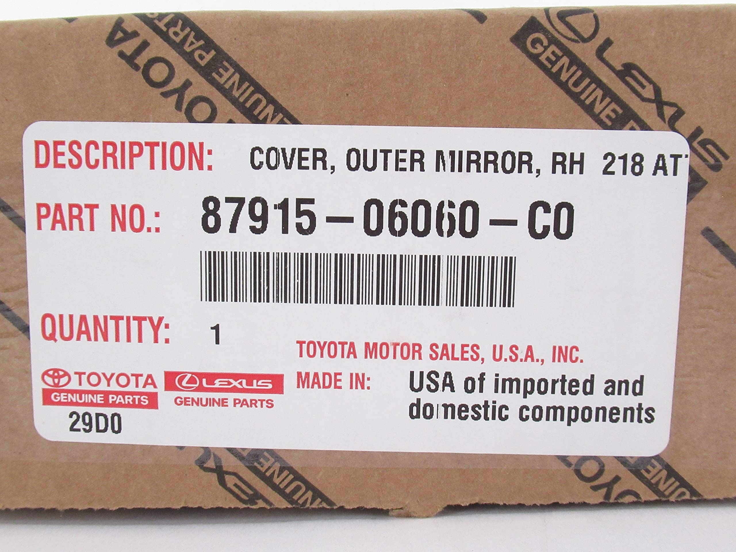 Amazon.com: TOYOTA Genuine 87915-06060-C0 Mirror Cover : Automotive