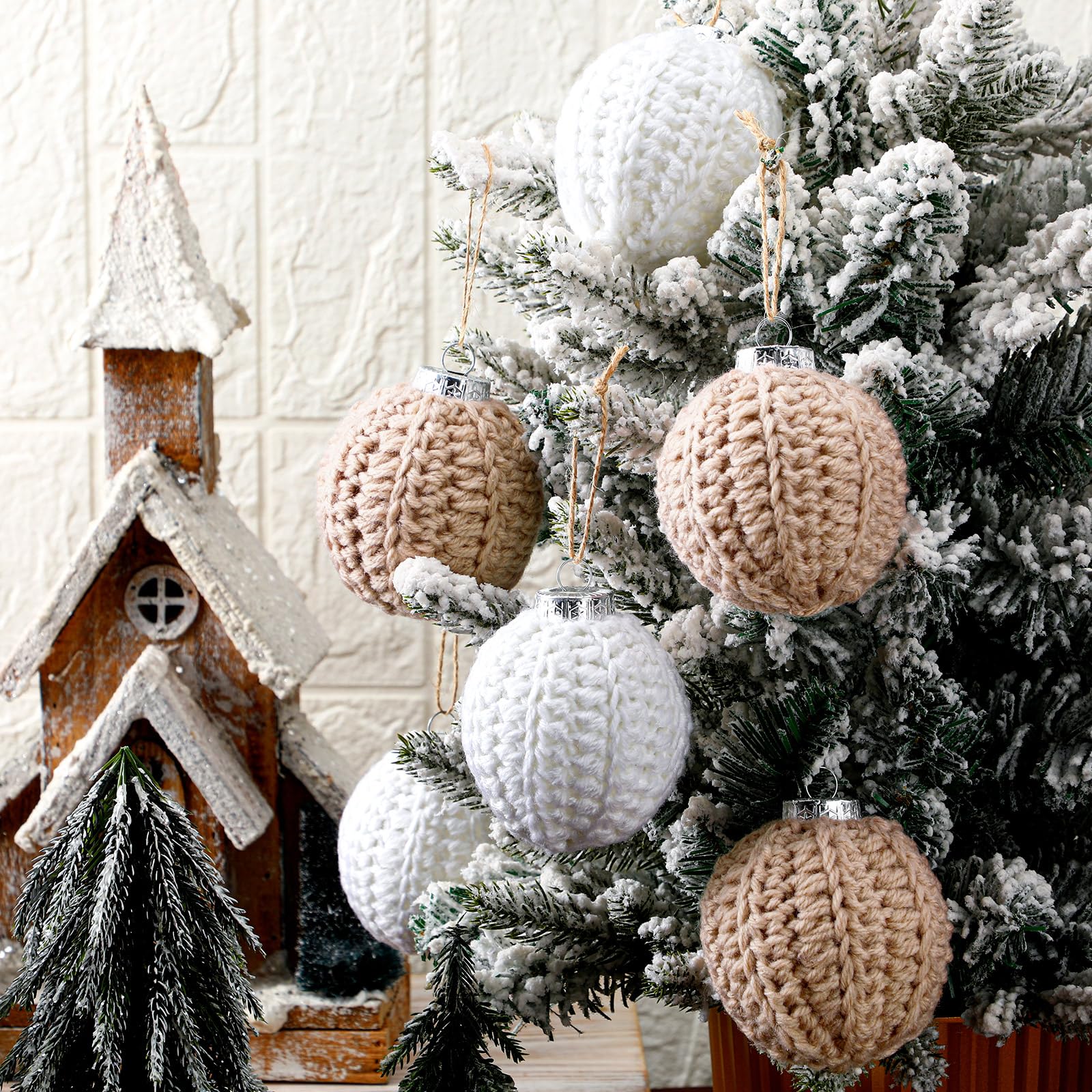 Snapklik.com : 6 Pcs Crochet Christmas Ornaments Balls 2.75 Inch