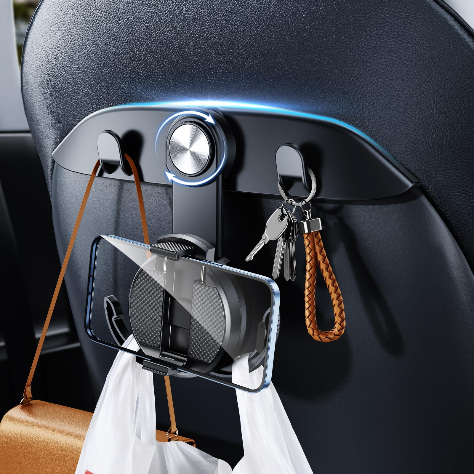 1 Pack Tesla Car Seat Hooks for Tesla Model Y(Juniper) Model 3(Highland) Accessories 2026 2025 2024 2023 2022 2021, Multifunction Clip Phone Holder| Car Seat Back Storage Hook Purse/Bag