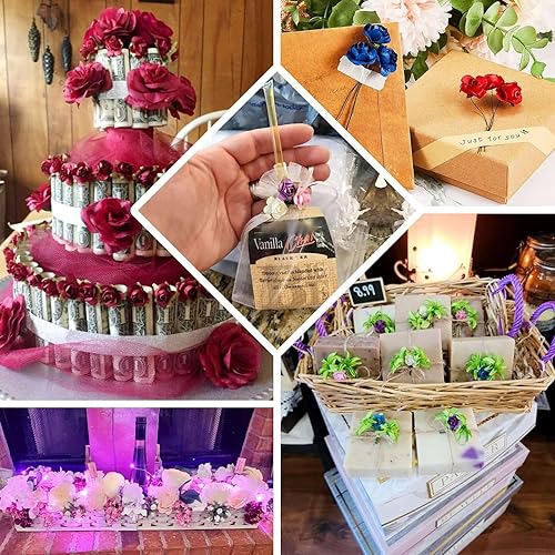 Miniatura 5 de Efavormart - 144 mini rosas de flores doradas de papel para decoración de ramos de boda