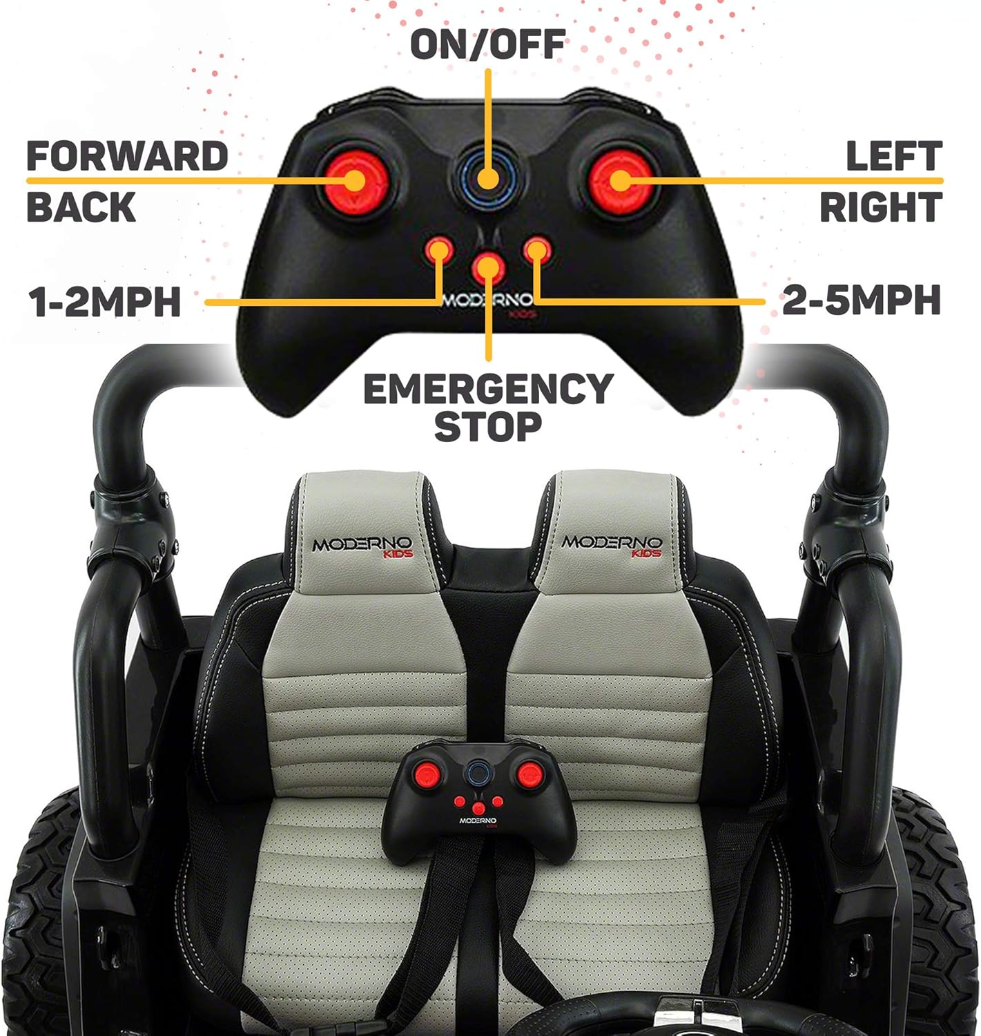 Uр Tо 50% оƒƒ Two (2) Seater Ride On Kids Car Truck w/ Remote | Large 12V Battery Licensed Kid Car to Drive 3 Speeds, Leather Seat, MP3 Music by Bluetooth, FM Radio, Rubber Tires